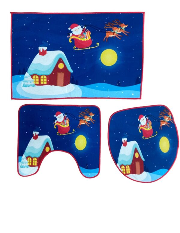 SET DE ALFOMBRAS DE BAÑO DE NAVIDAD 02 AZUL