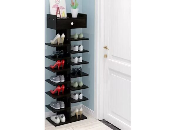 Organizador con Cajon Zapatera de 7 niveles COLOR NEGRO 6114