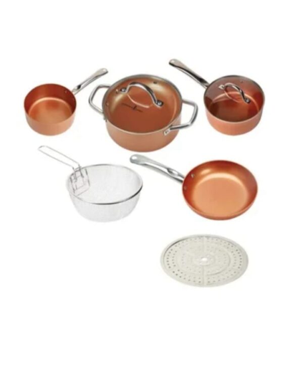 SET DE OLLAS ANTIADHERENTE DE 9PIEZAS COLOR COBRE