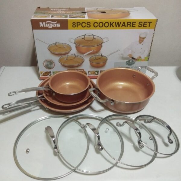 SET DE OLLAS ANTIADHERENTES 8 PIEZAS COBRE - Imagen 5