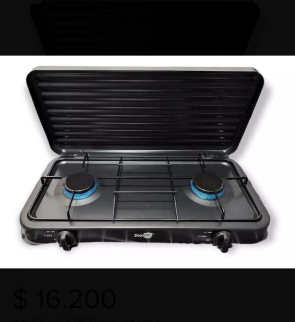 COCINA 2 HORNILLAS A GAS STARLUX NEGRA