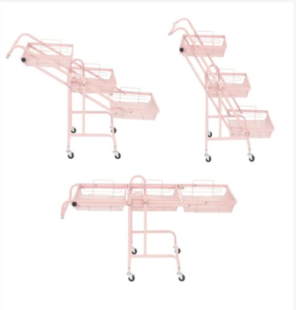 CARRITO ORGANIZADOR 180º PLEGABLE 3 NIVELES BLANCO, NEGRO Y ROSADO - Imagen 6