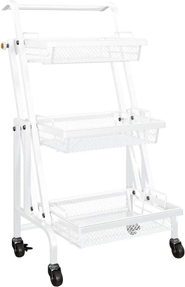 CARRITO ORGANIZADOR 180º PLEGABLE 3 NIVELES BLANCO, NEGRO Y ROSADO - Imagen 9