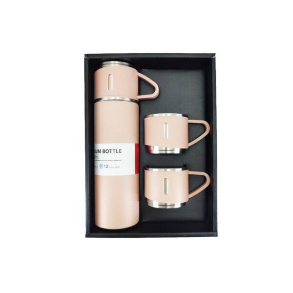 Termo Vaso Térmico Acero Inoxidable - 500ml + 3 Tazas COLOR CREMA