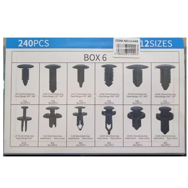 CAJA DE 240 CLIPS DE BROCHES DE RETENCION DE PLASTICO - Imagen 2