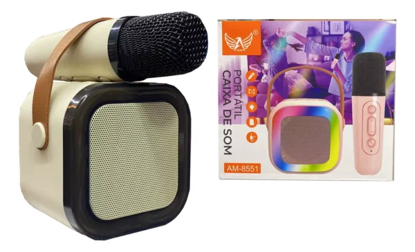 MINI PARLANTE CON MICROFONO K12 BLUETOOTH COLOR BEIGE