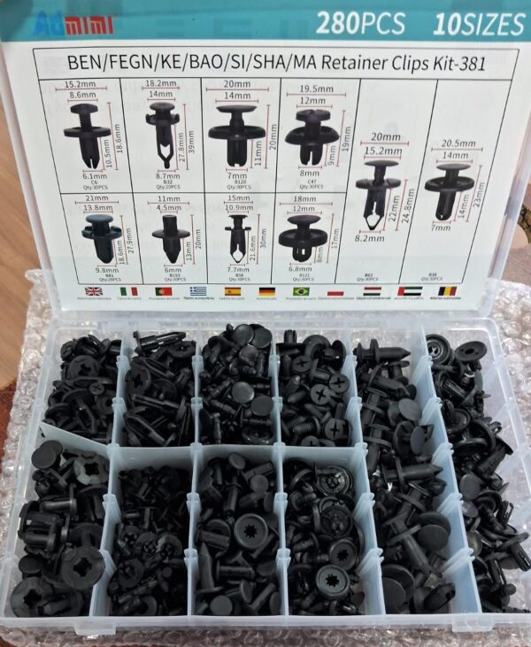 CAJA 280 CLIPS Broche Retencion Plastico