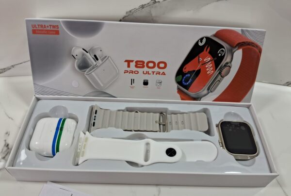 RELOJ SMART WATCH T800 2+ AUDIFONOS BLANCO /GRIS